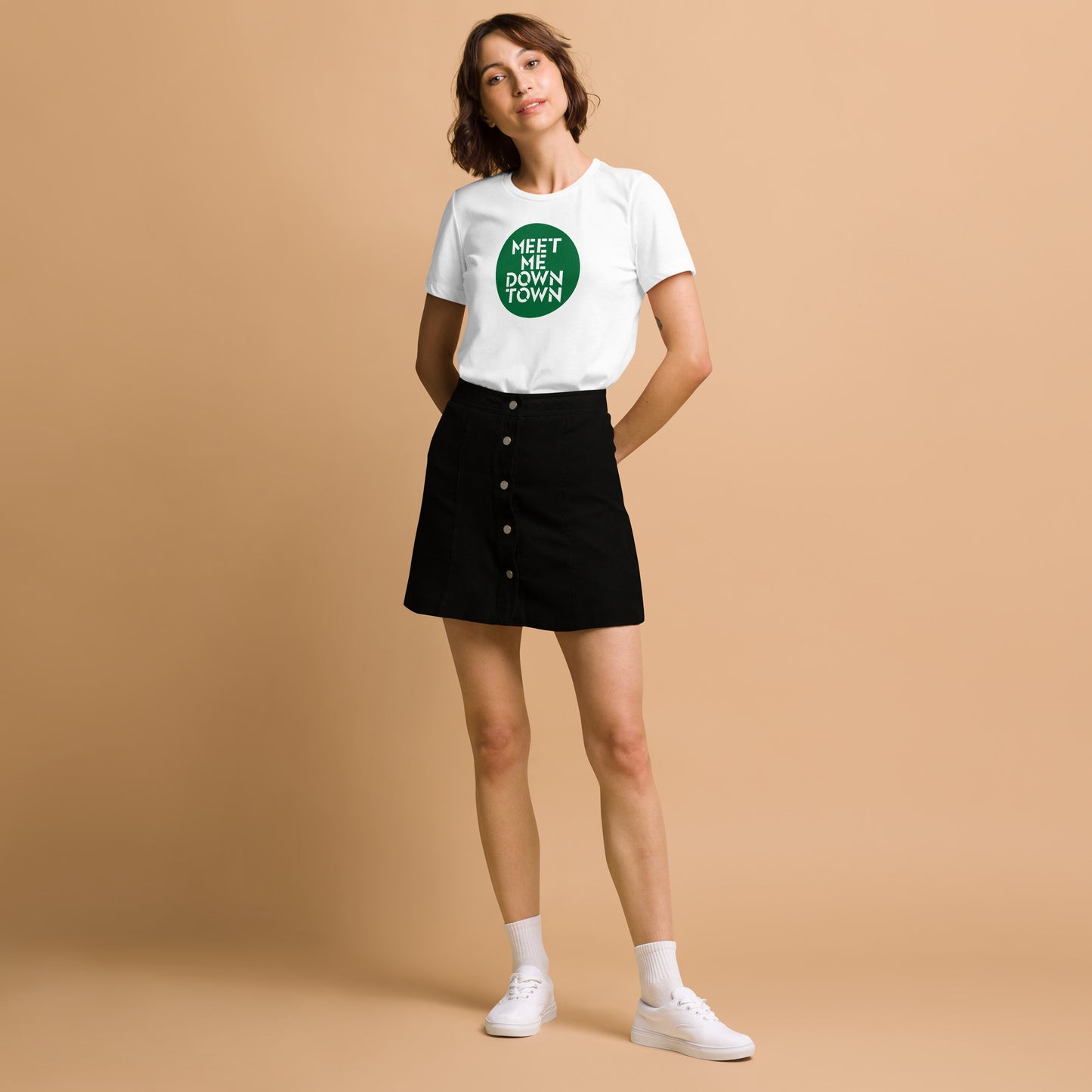 "Meet Me Downtown" Green Women’s Relaxed Tri-Blend T-shirt