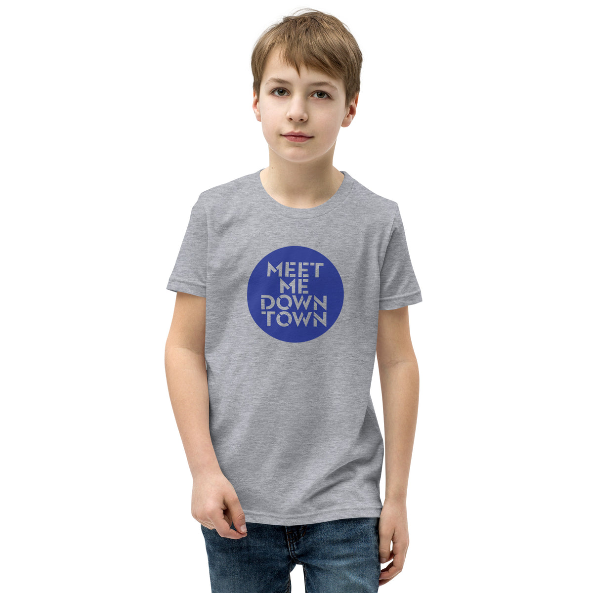 "Meet Me Downtown" Blue Youth Short Sleeve T-Shirt