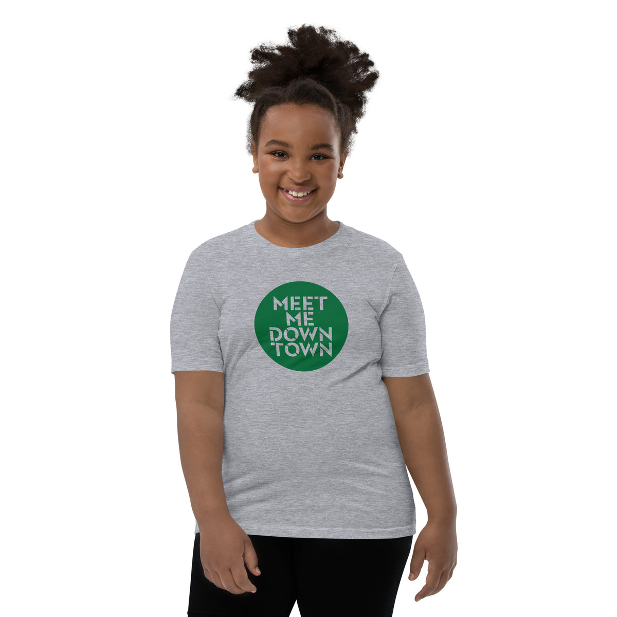 "Meet Me Downtown" Green Youth Short Sleeve T-Shirt