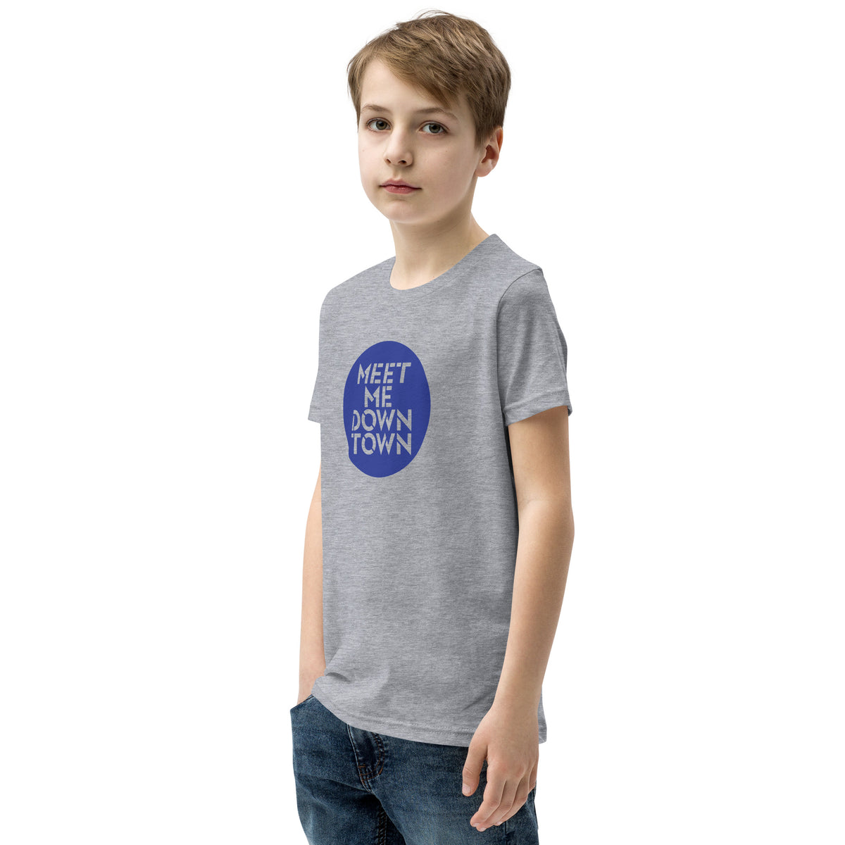 "Meet Me Downtown" Blue Youth Short Sleeve T-Shirt