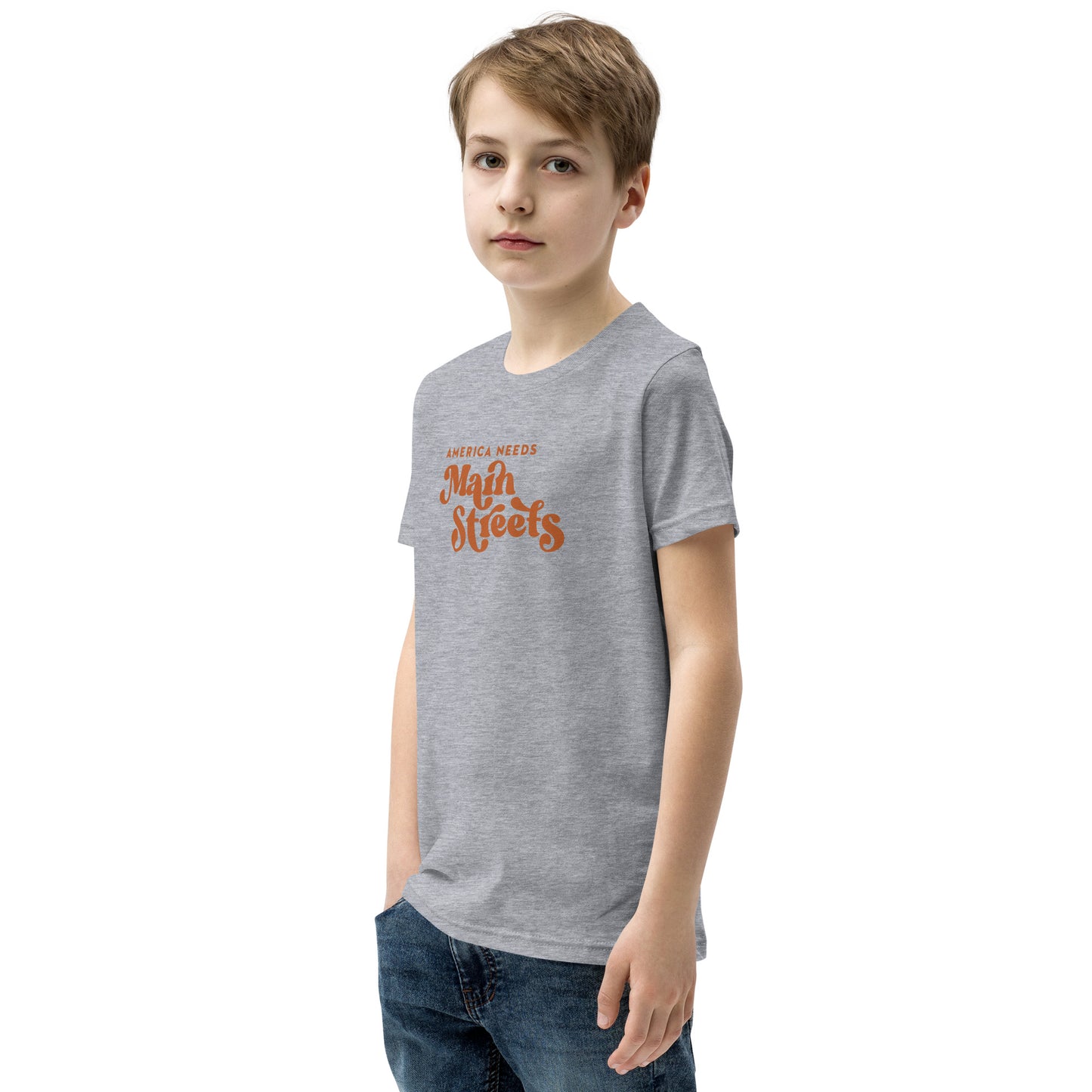 "America Needs Main Streets" Orange Youth Short Sleeve T-Shirt