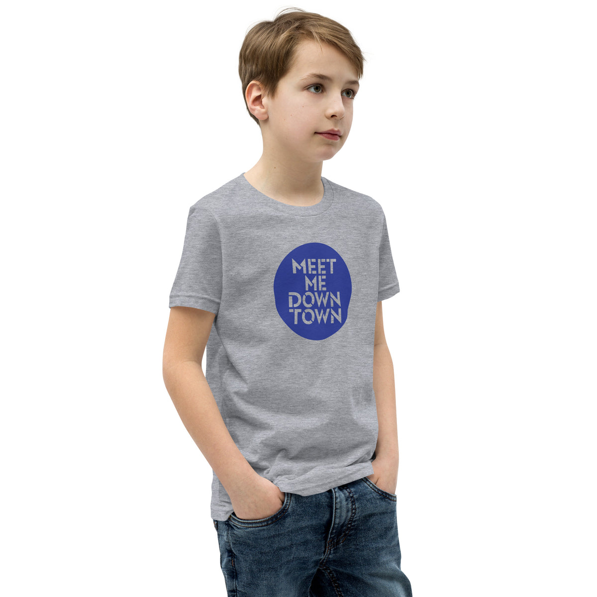 "Meet Me Downtown" Blue Youth Short Sleeve T-Shirt