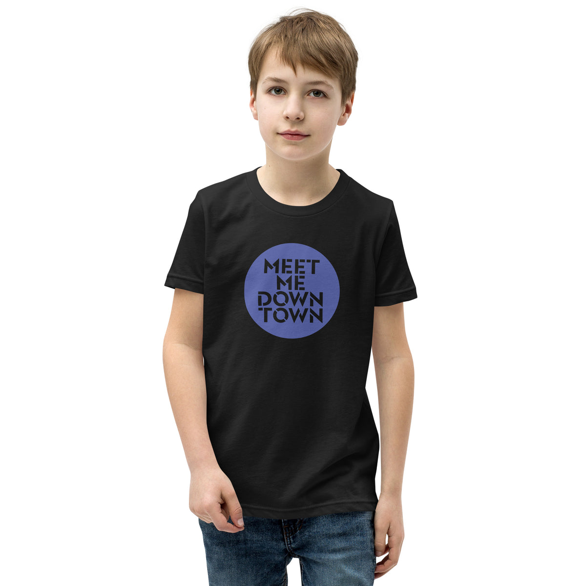 "Meet Me Downtown" Blue Youth Short Sleeve T-Shirt