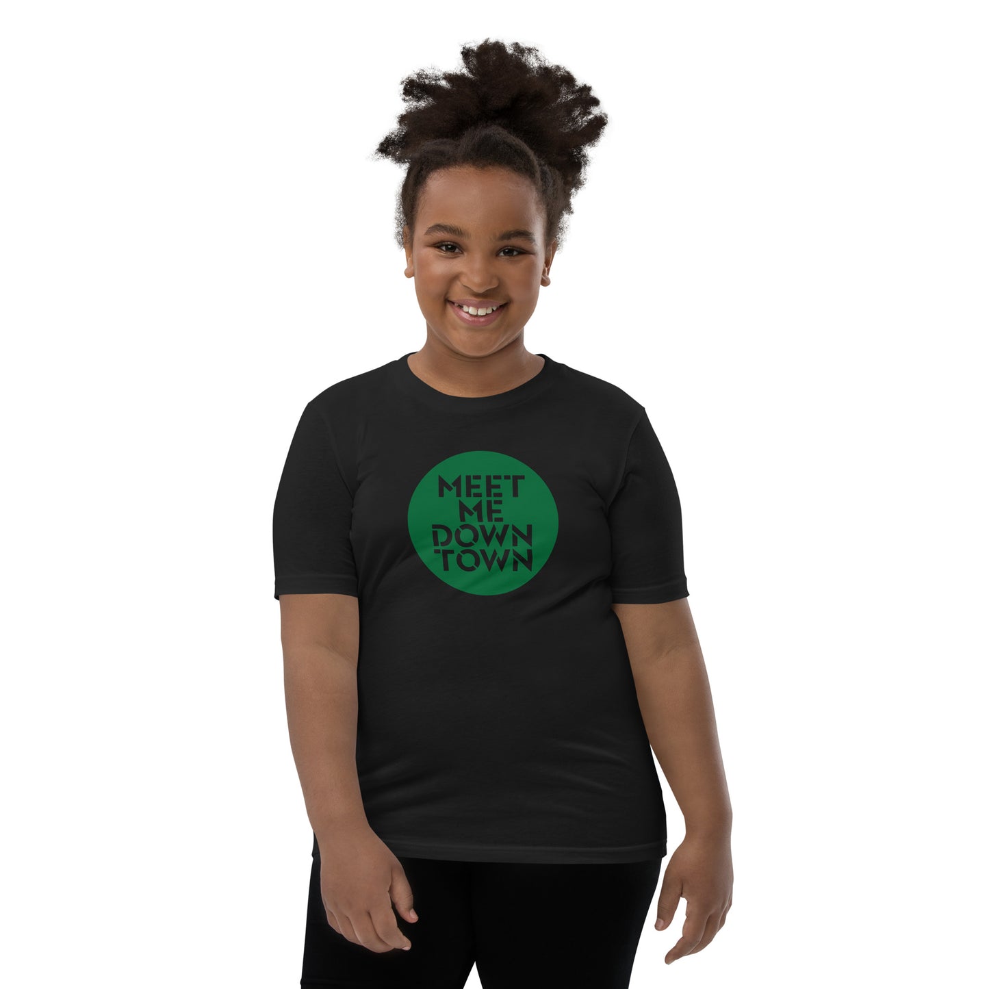 "Meet Me Downtown" Green Youth Short Sleeve T-Shirt