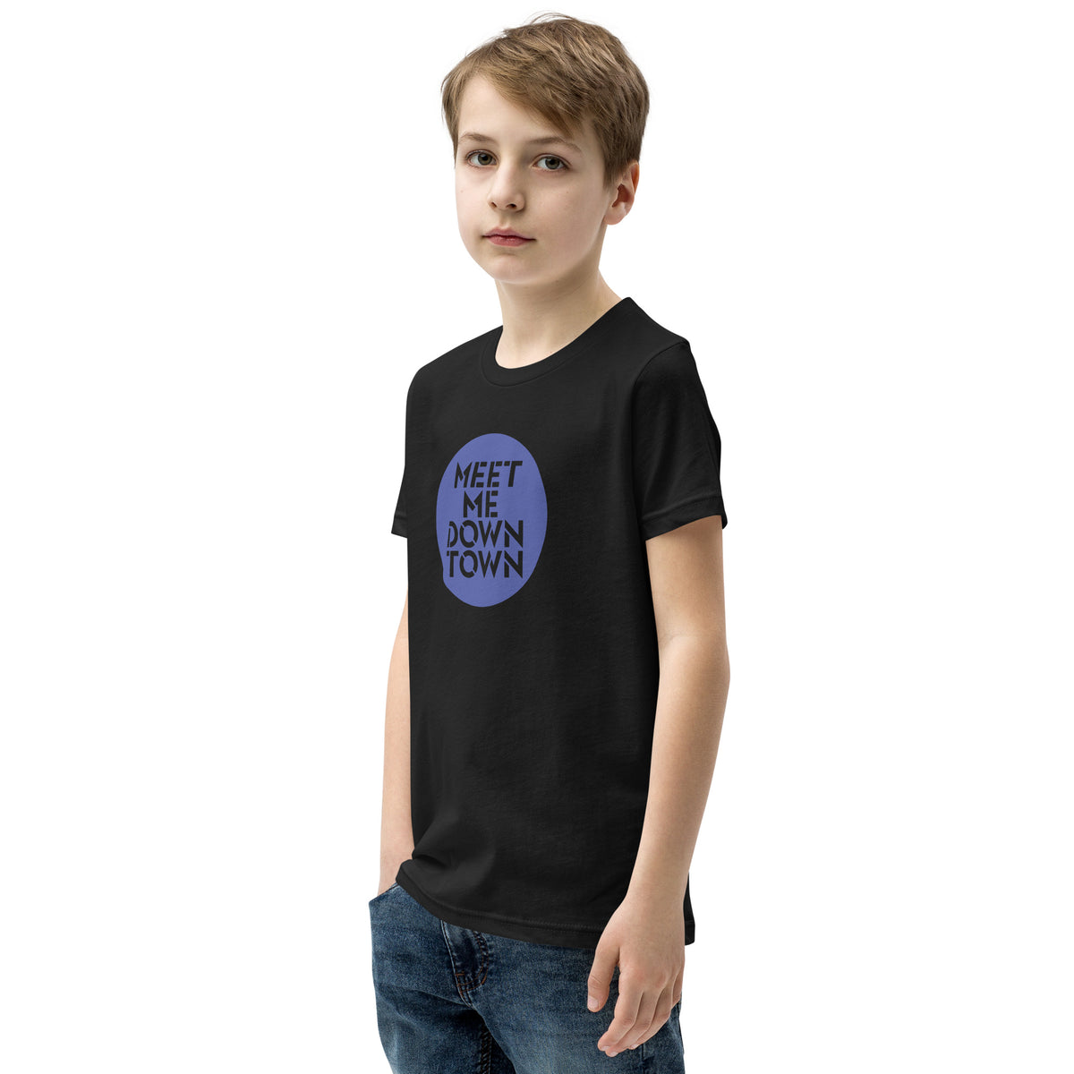 "Meet Me Downtown" Blue Youth Short Sleeve T-Shirt