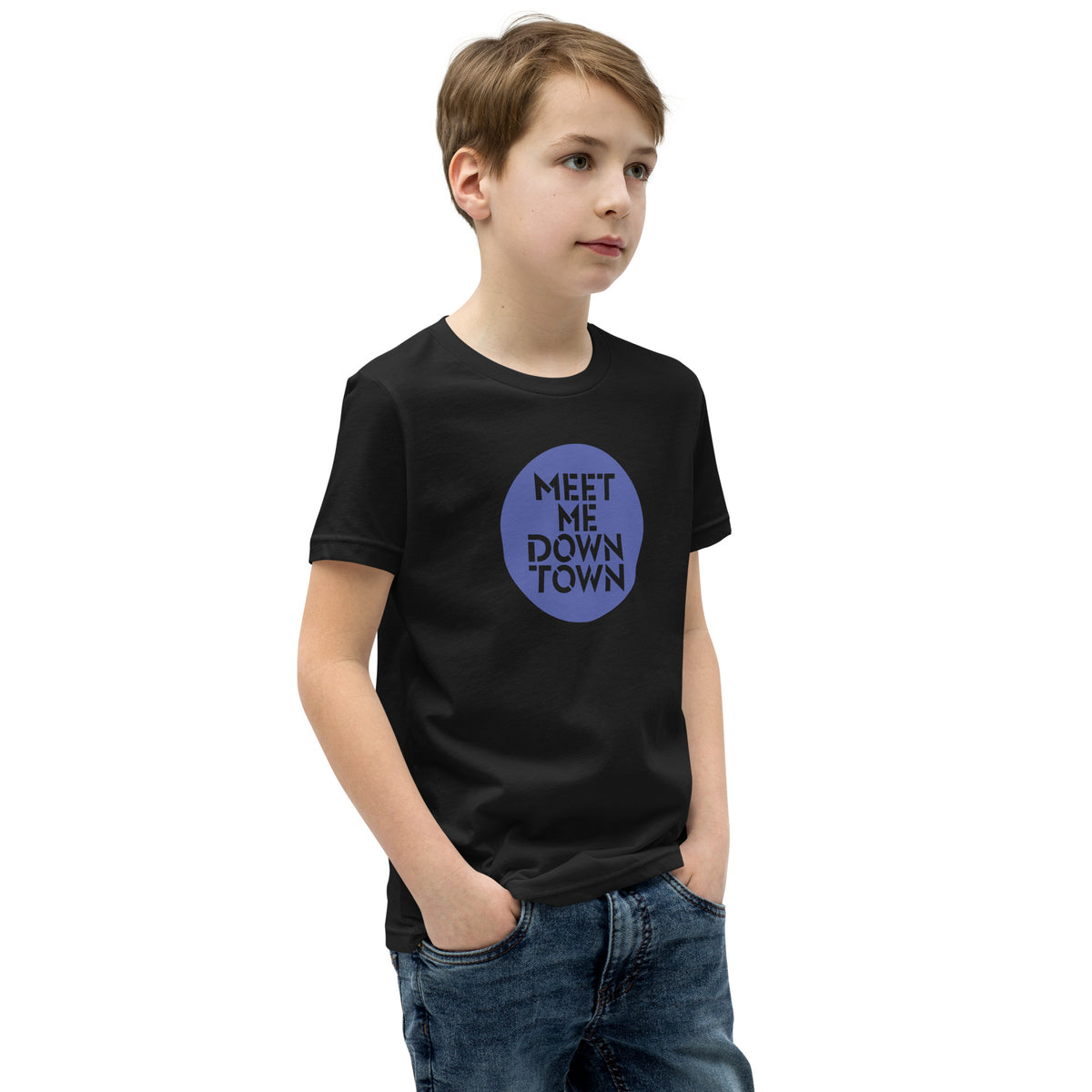 "Meet Me Downtown" Blue Youth Short Sleeve T-Shirt