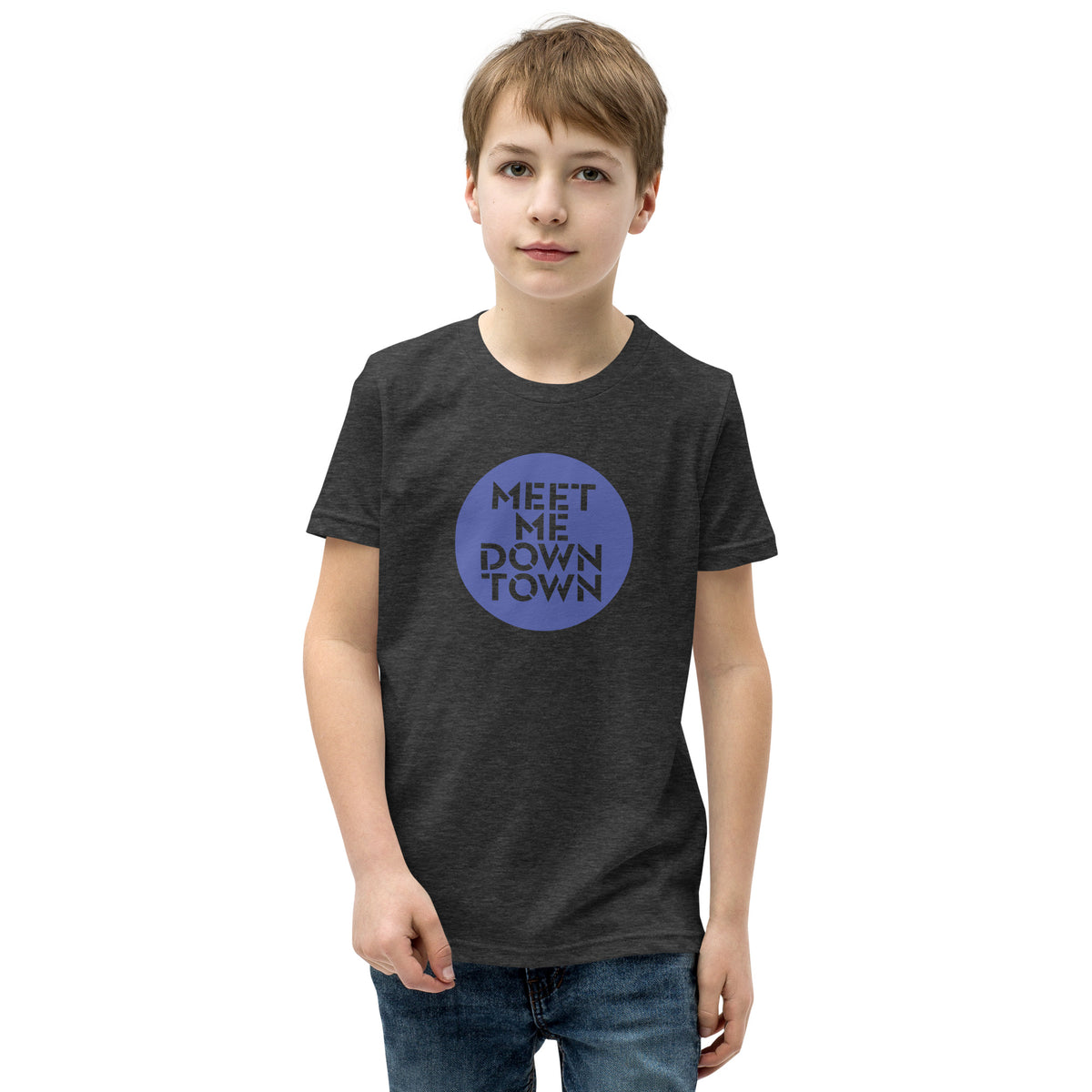 "Meet Me Downtown" Blue Youth Short Sleeve T-Shirt