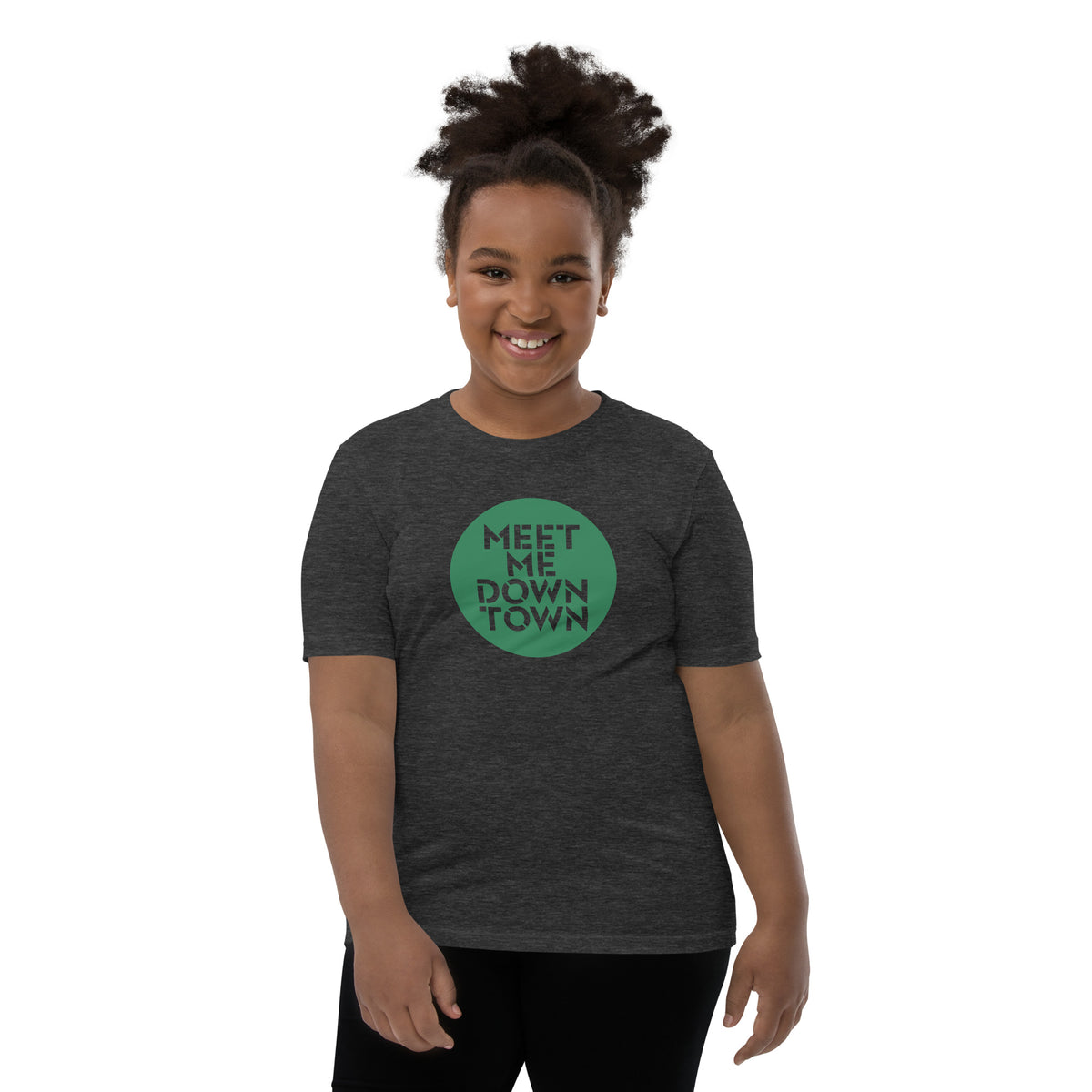 "Meet Me Downtown" Green Youth Short Sleeve T-Shirt