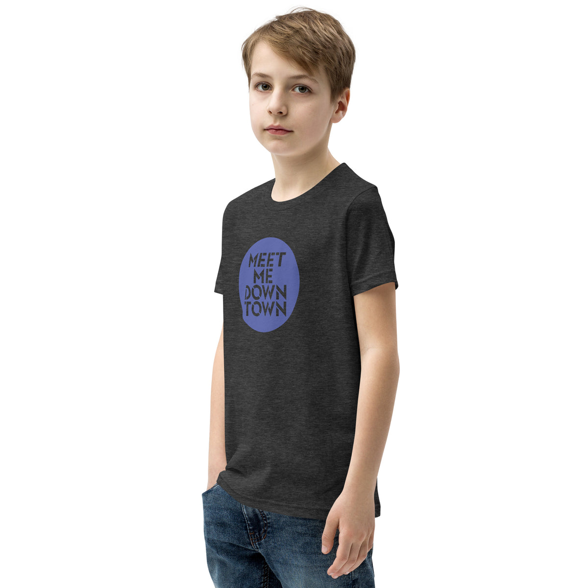 "Meet Me Downtown" Blue Youth Short Sleeve T-Shirt