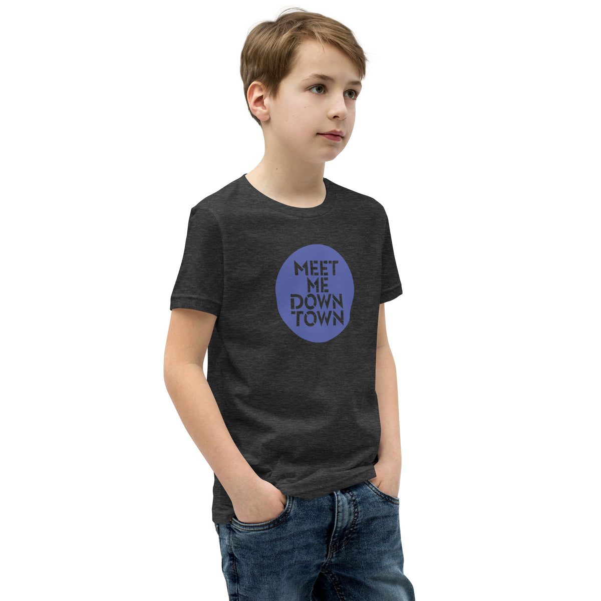 "Meet Me Downtown" Blue Youth Short Sleeve T-Shirt