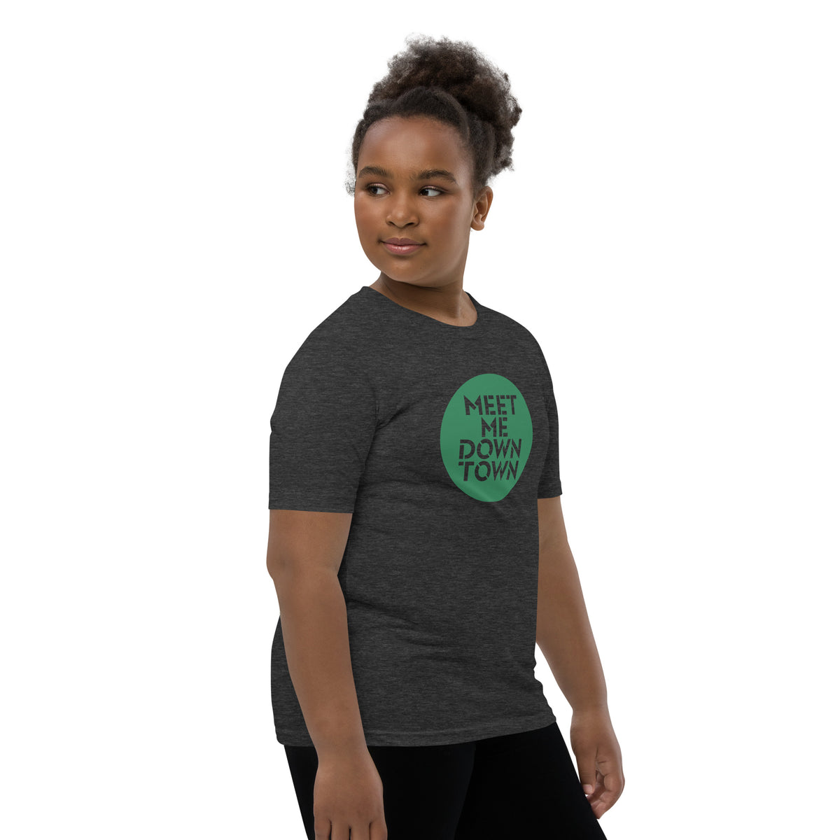 "Meet Me Downtown" Green Youth Short Sleeve T-Shirt