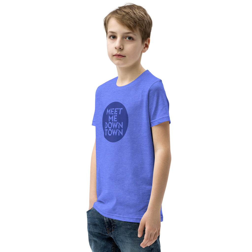 "Meet Me Downtown" Blue Youth Short Sleeve T-Shirt