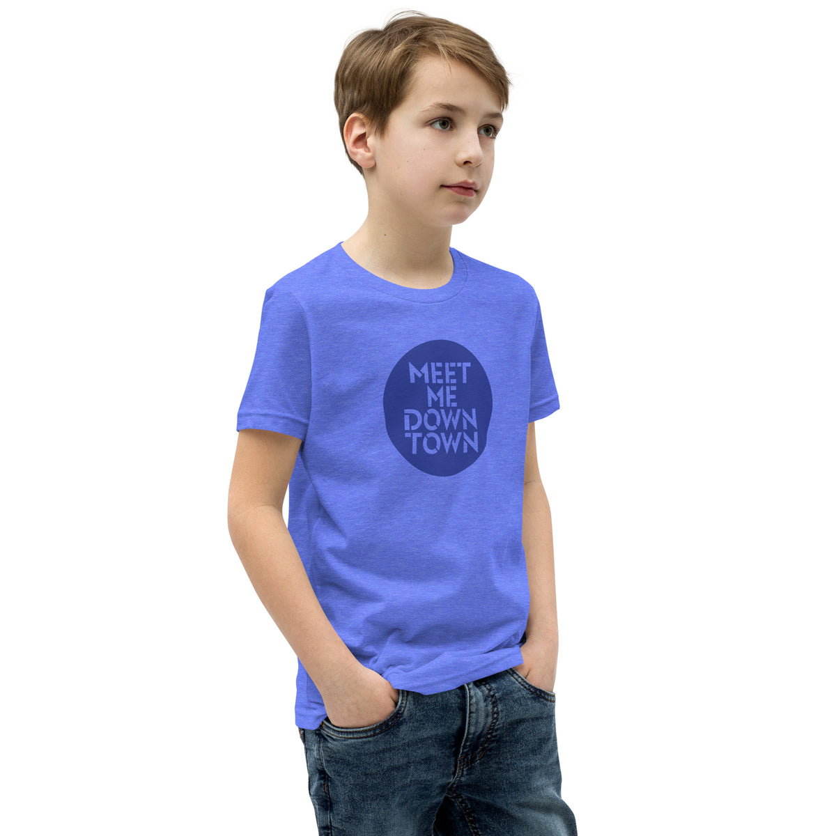 "Meet Me Downtown" Blue Youth Short Sleeve T-Shirt