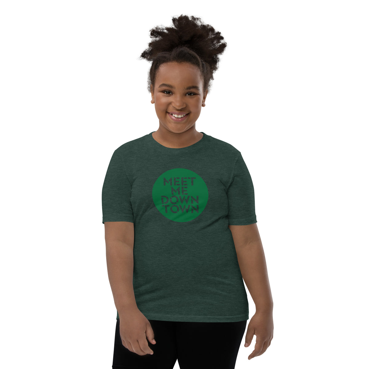 "Meet Me Downtown" Green Youth Short Sleeve T-Shirt