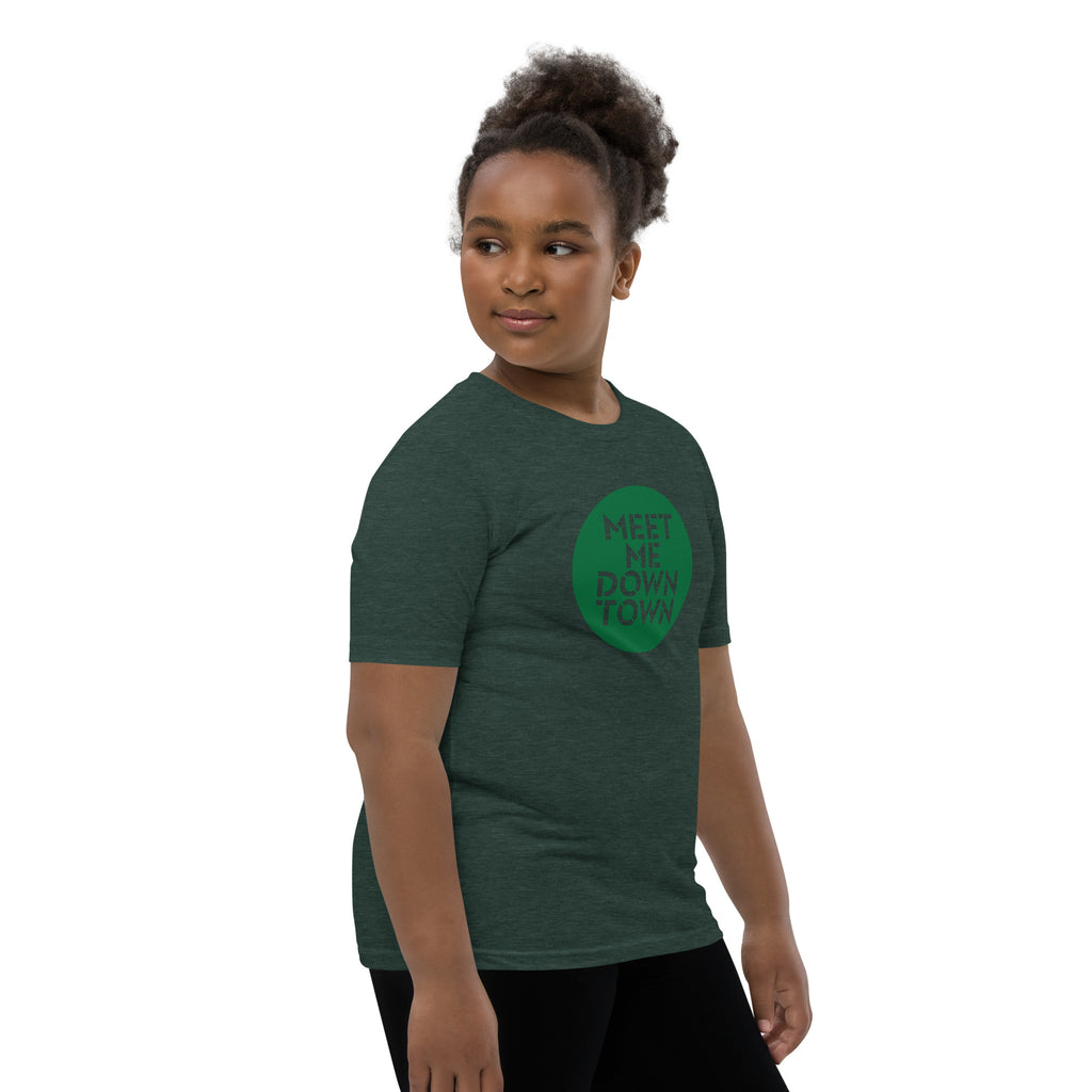 "Meet Me Downtown" Green Youth Short Sleeve T-Shirt