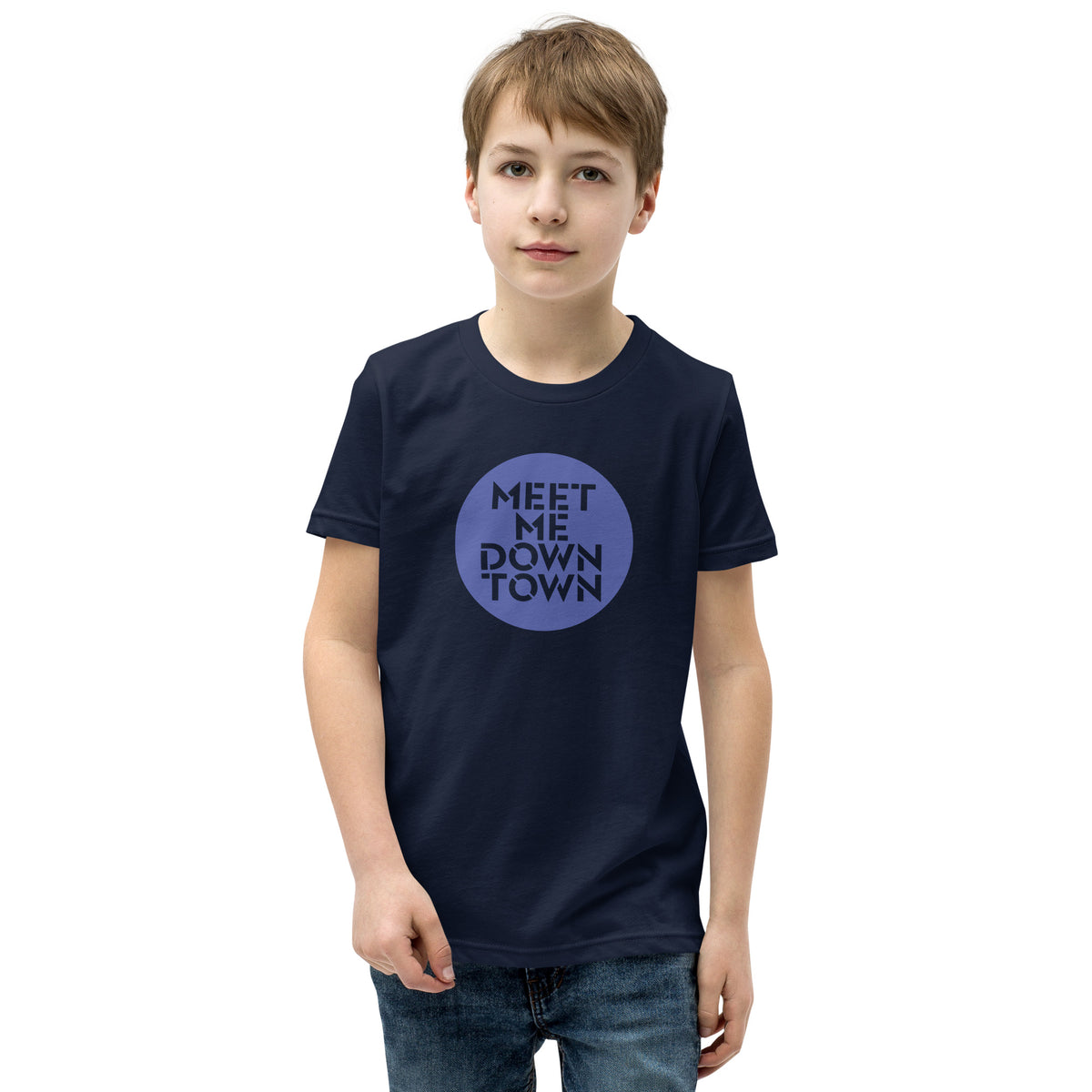 "Meet Me Downtown" Blue Youth Short Sleeve T-Shirt