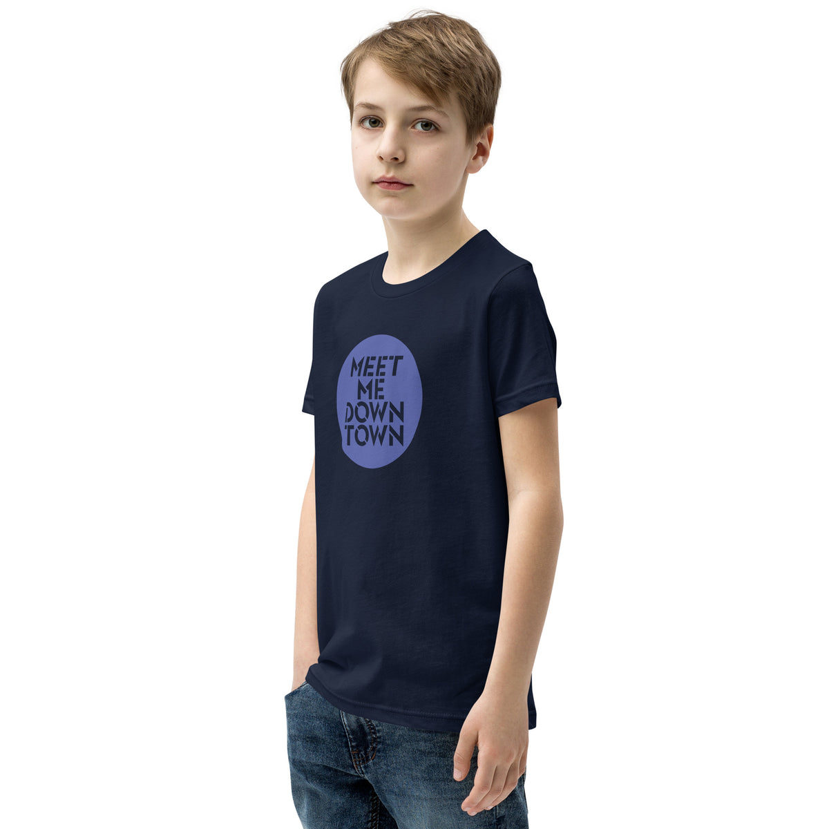 "Meet Me Downtown" Blue Youth Short Sleeve T-Shirt