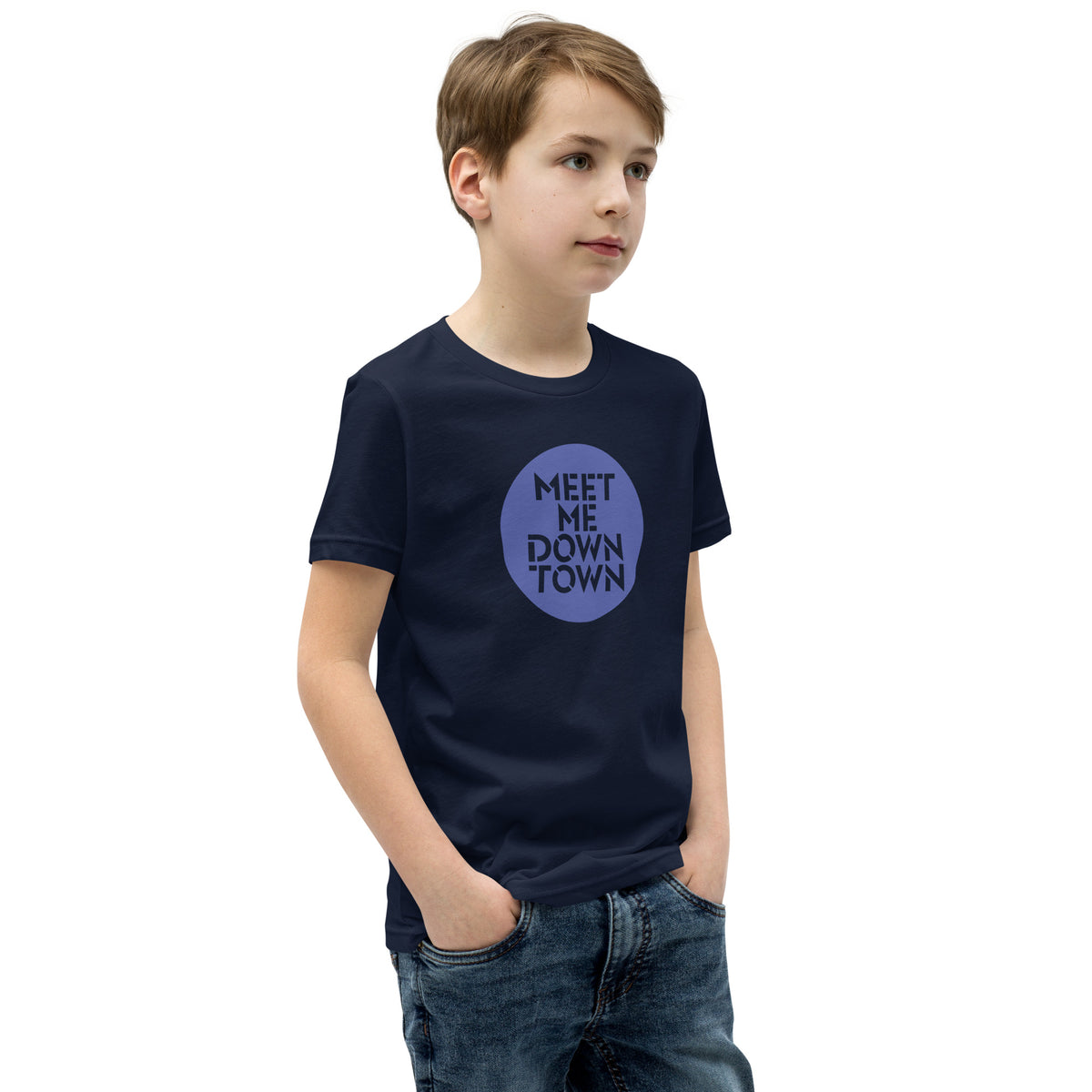 "Meet Me Downtown" Blue Youth Short Sleeve T-Shirt