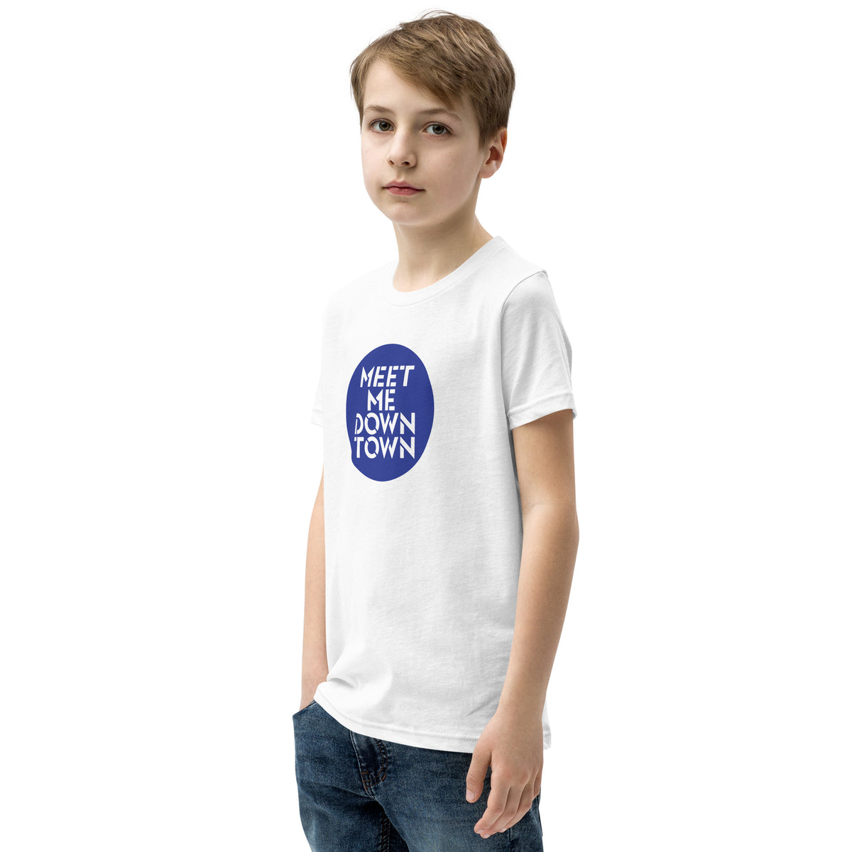 "Meet Me Downtown" Blue Youth Short Sleeve T-Shirt