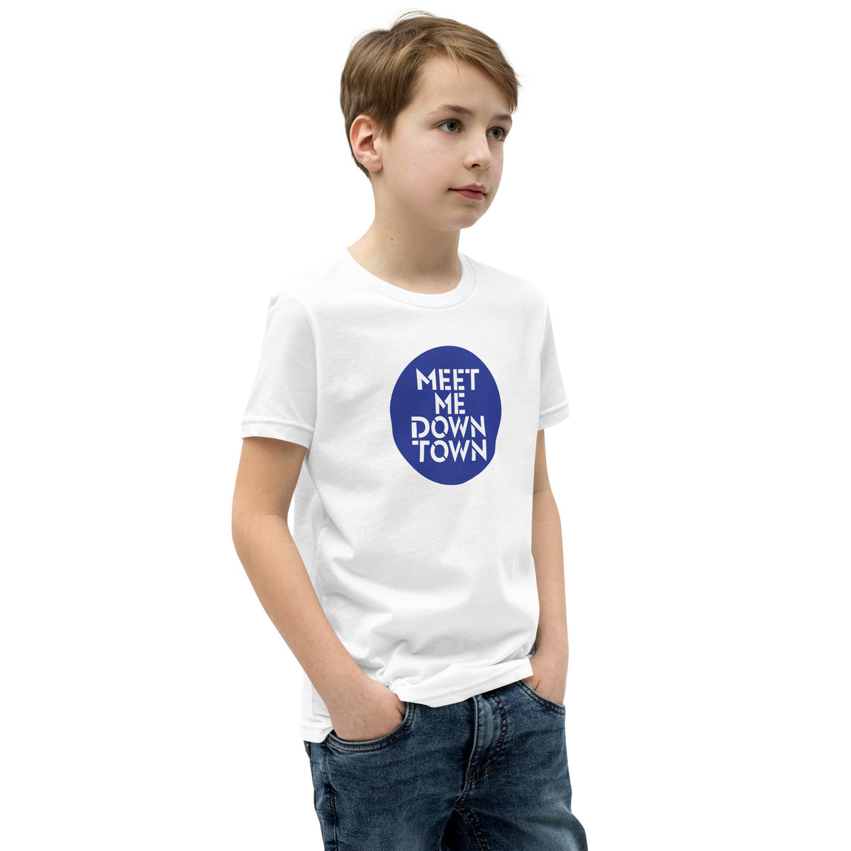 "Meet Me Downtown" Blue Youth Short Sleeve T-Shirt